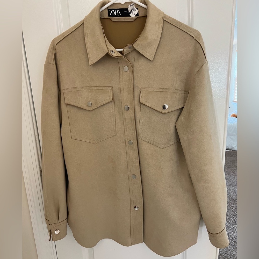 NWOT zara faux suede overshirt